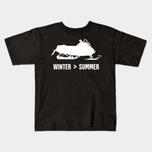 Winter And Summer - Funny Snowmobile Design Kids T-Shirt